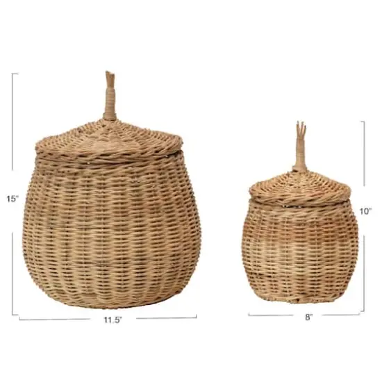 Hello Honey&reg; Hand-Woven Wicker Baskets with Lids Set {1}