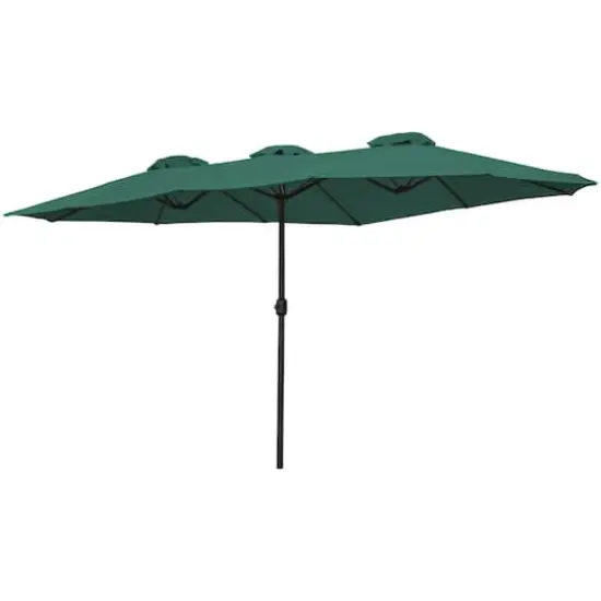 15ft. Outdoor Patio Market Umbrella with Hand Crank Green {4}