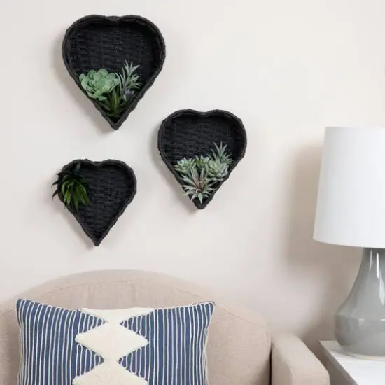 Household Essentials Nesting Paper Rope Heart Basket Set Black {3}