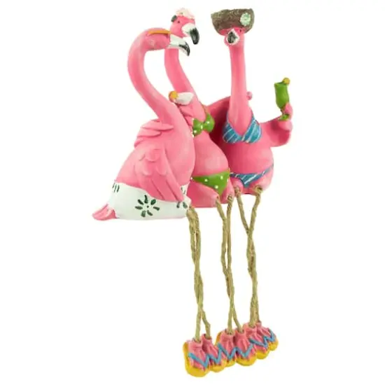 9" Three Amigos Beach Flamingos Outdoor Garden Statue {4}