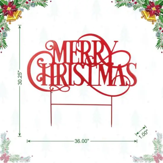 Glitzhome&reg; 36" Oversized Metal Christmas "MERRY CHRISTMAS" Yard Stake {7}