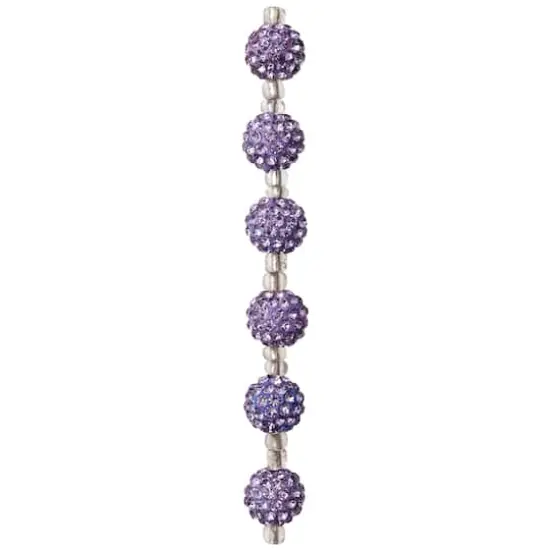 Lavender Rhinestone Studded Round Beads, 10mm by Bead Landing&trade; {4}