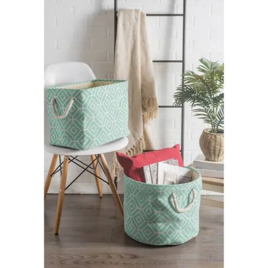 DII&reg; Large Round Stained Glass Polyester Bin Aqua {6}