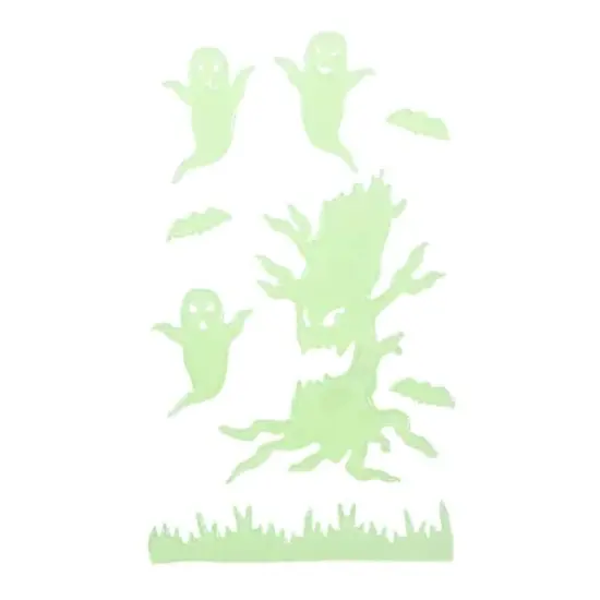 Glow in the Dark Evil Tree & Ghosts Halloween Gel Window Clings {1}