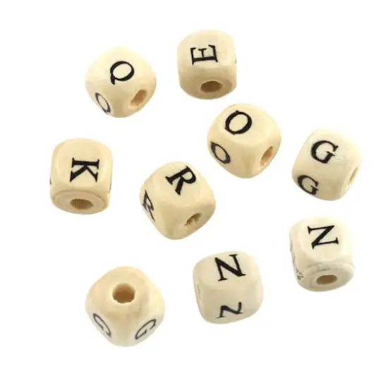 Alphabet Wooden Cube Beads, 9mm by Bead Leading&trade; {1}
