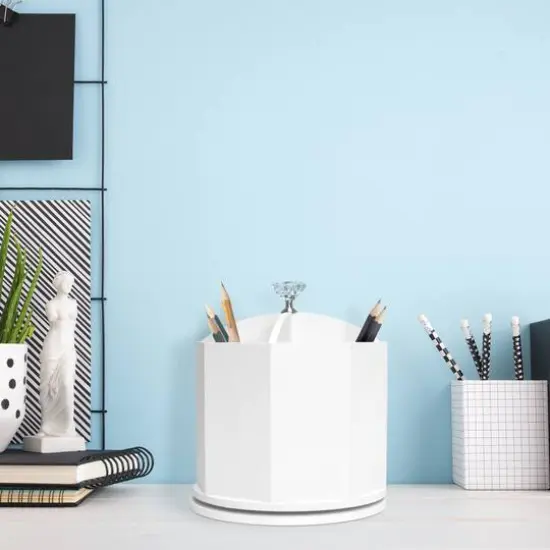 American Art D&eacute;cor&trade; White 4 Compartment Swiveling Stationary Desk Organizer {3}