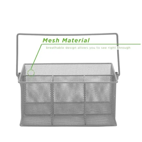 Mind Reader Metal Mesh Storage Basket with Handle Gray {6}