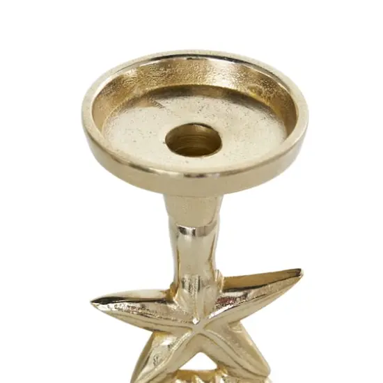 Aluminum Seashell Candle Holder Set Gold {5}