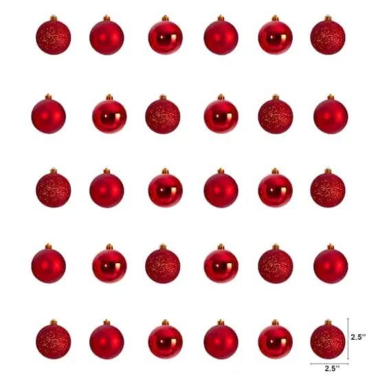 30ct. 2.5" Red Shatterproof Christmas Ornaments {3}