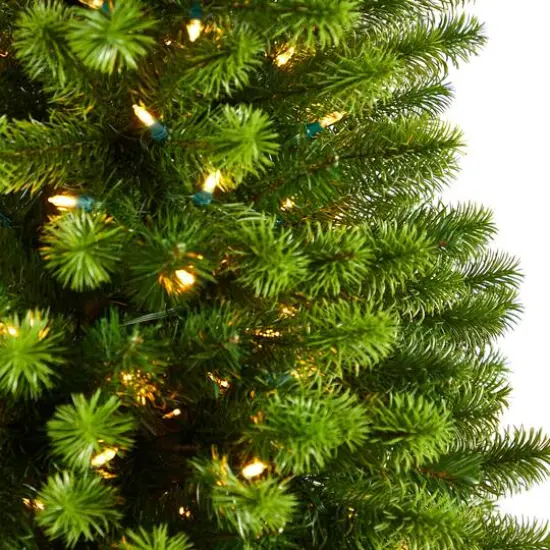 6ft. Pre-Lit Slim Virginia Spruce Artificial Christmas Tree, Warm White LED Lights {5}