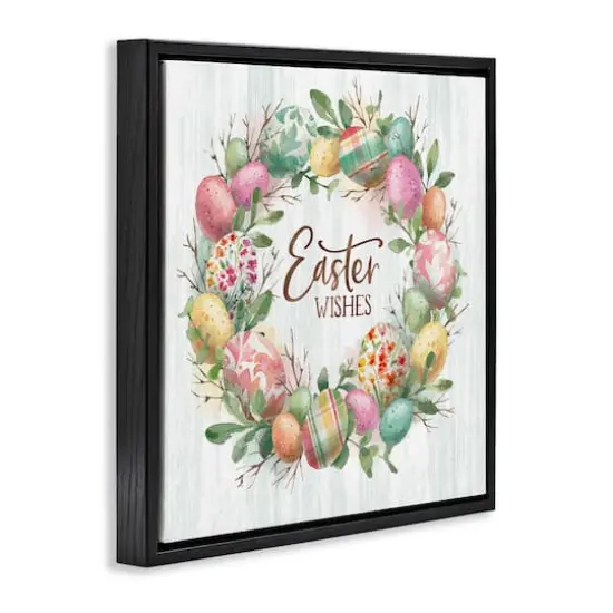 Stupell Industries Easter Wishes Wreath Floater Framed Art Black {4}