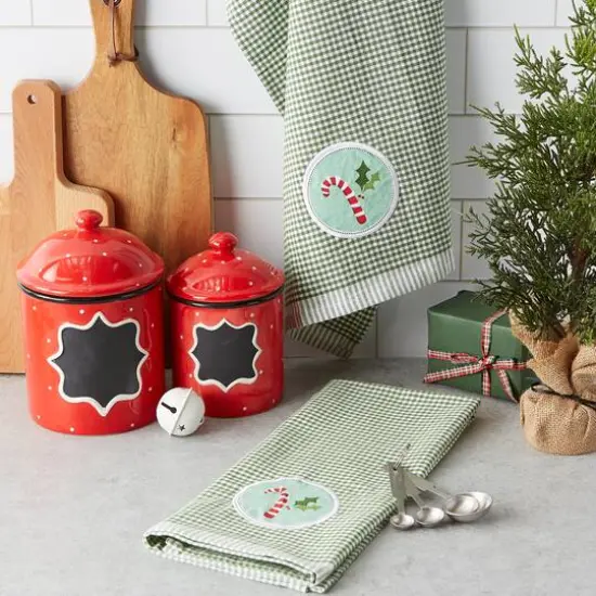 DII&reg; Candy Cane Embellished Dishtowel Set {5}