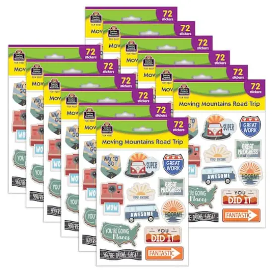 Teacher Created Resources&reg; Moving Mountains Road Trip Stickers, 12 Packs of 72 {1}