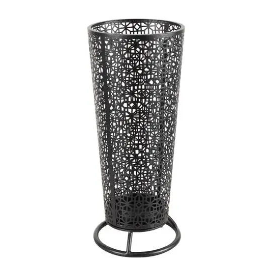25" Black Ornate Metal Umbrella Stand {7}