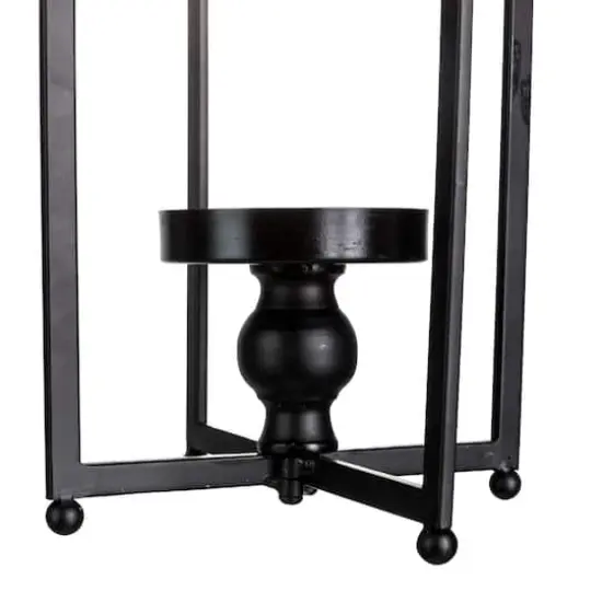 22" Modern Farmhouse Black Metal Candle Lantern {8}