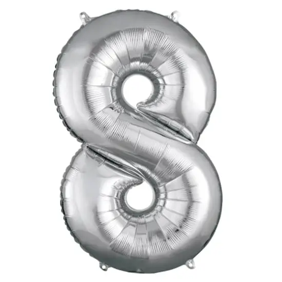 34" Silver Number Foil Balloon 8 {1}