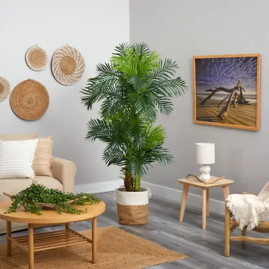 6ft. Hawaii Artificial Palm Tree in Handmade Natural Jute and Cotton Planter {5}