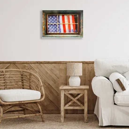 Stupell Industries Patriotic American Flag Rustic Window Festive Home Wall Plaque Art {3}