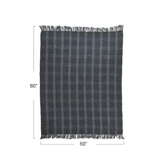Hello Honey&reg; Plaid Recycled Cotton Blend Throw Blanket with Fringe Gray {4}