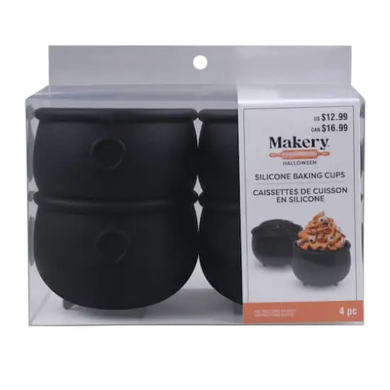 3.75" Black Cauldron Silicone Baking Cups, 4ct. by Makery&trade; {3}