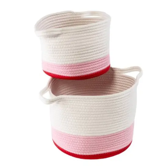 Honey Can Do Red & White Ombr&eacute; Nesting Cotton Rope Storage Basket Set {7}