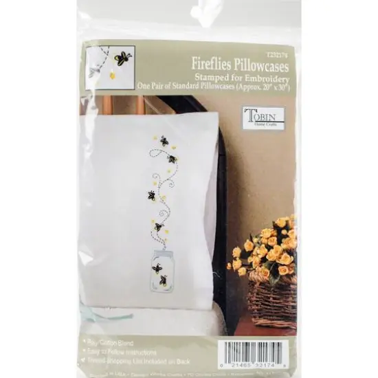 Tobin Fireflies Stamped For Embroidery Pillowcase Pair {4}