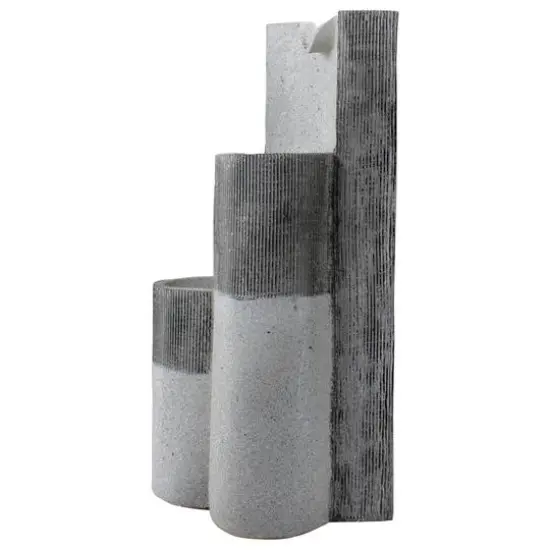 24" Gray Speckled Modern Style 3-Tier Rainfall Outdoor Water Fountain {6}