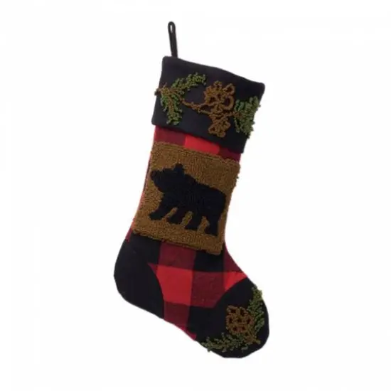 Glitzhome&reg; 22" Red & Black Plaid Bear Stockings, 2ct. {5}