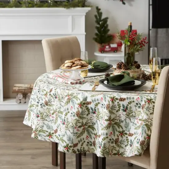 DII&reg; 70" Heritage Holiday Sprigs Printed Tablecloth {3}