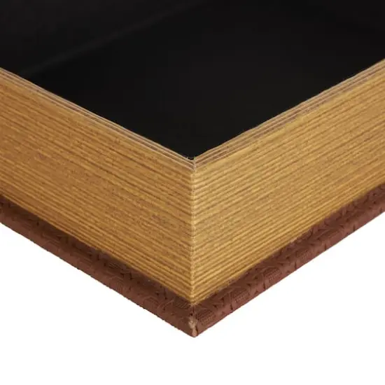 Faux Leather Geometric Woven Grid Book Storage Box Set Copper {6}