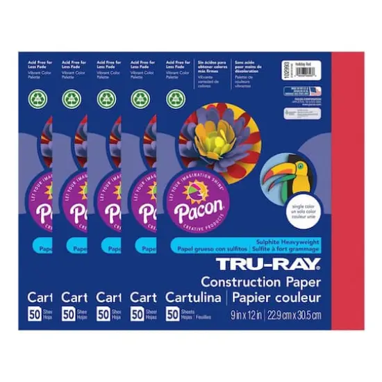 Tru-Ray&reg; 9" x 12" Construction Paper, 5 Packs of 50 Sheets Holiday Red {2}