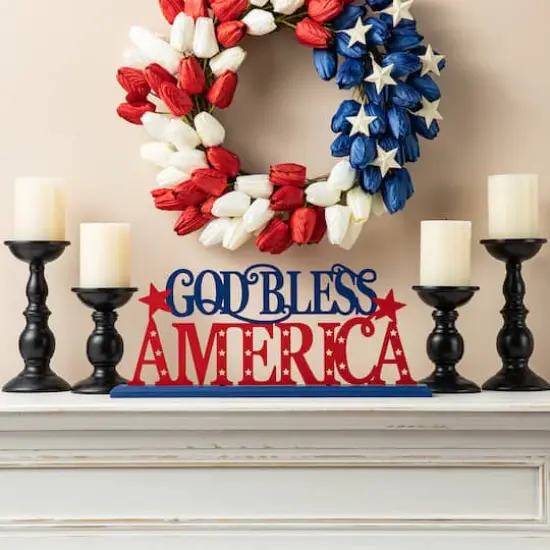 Glitzhome&reg; 18" Wide God Bless America Tabletop D&eacute;cor {7}