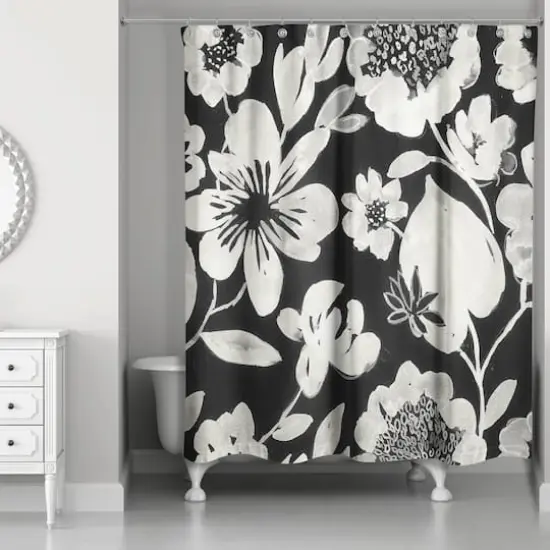 Cream Florals 71" x 74" Shower Curtain {3}