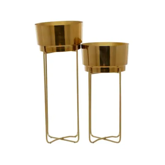 CosmoLiving by Cosmopolitan Contemporary Planter Stand Set Gold {1}