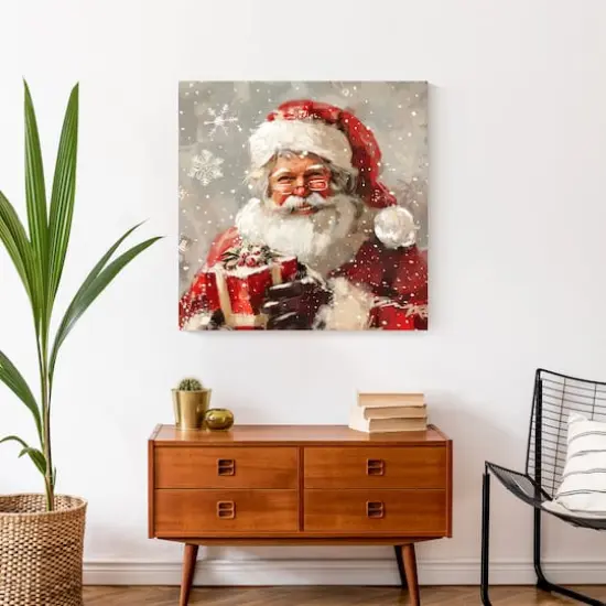 Happy Neutral Santa 24" x 24" Canvas Wall Art {5}