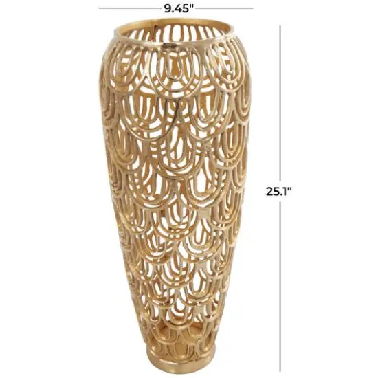 25" Gold Aluminum Metal Arched Vase {10}