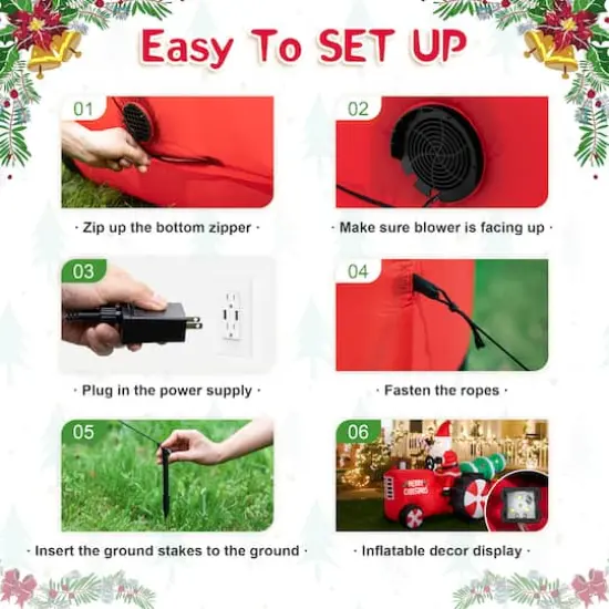 Glitzhome&reg; 11ft. Lighted Inflatable Santa on Tractor D&eacute;cor {14}