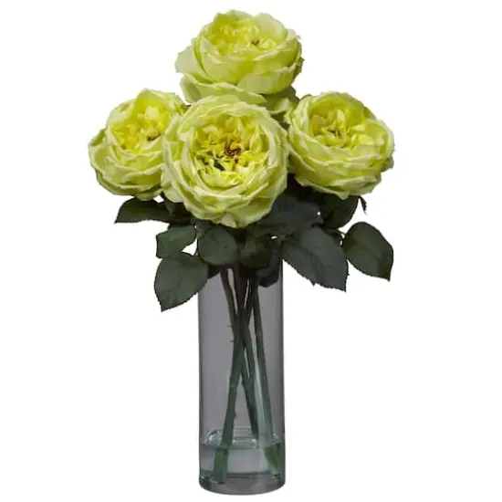 Fancy Rose with Cylinder Vase Silk Flower Arrangement {1}
