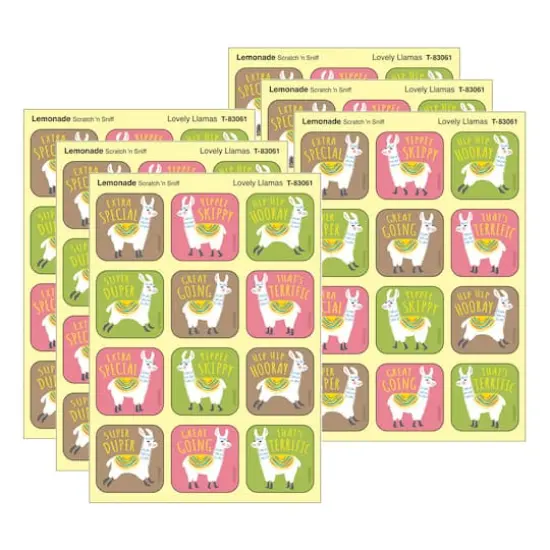 TREND Enterprises® Lovely Llamas, Lemonade Scent Scratch 'n Sniff Stinky Stickers®, 48 Per Pack, 6 Packs {1}