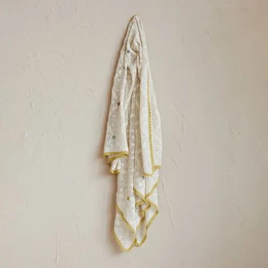 Hello Honey® Multicolor Diamond Pattern Hand-Woven Reclaimed Cotton Crocheted Throw {3}