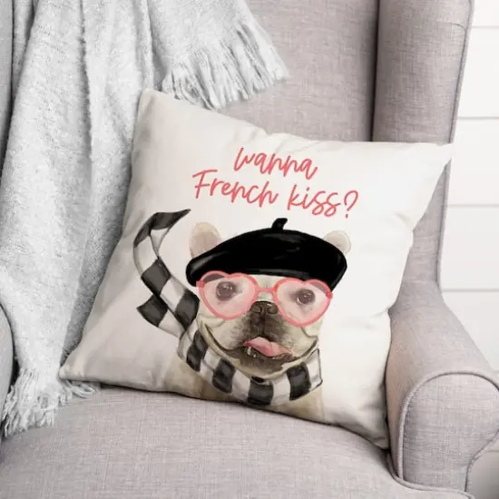 Wanna French Kiss Throw Pillow {4}