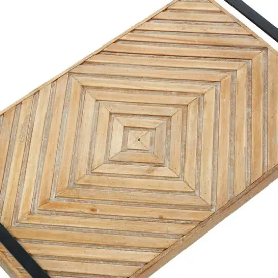 Brown Ribbed Wood Farmhouse Tray Set {6}