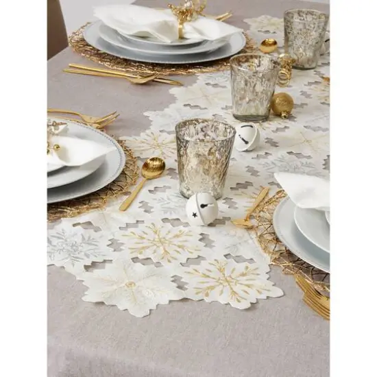 DII&reg; 108" Snowflakes Embroidered Table Runner {8}
