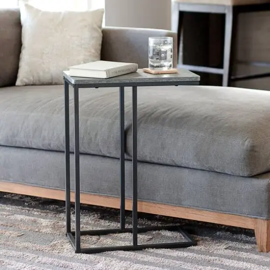 Household Essentials 25" Jamestown C-Shaped End Table Gray {4}
