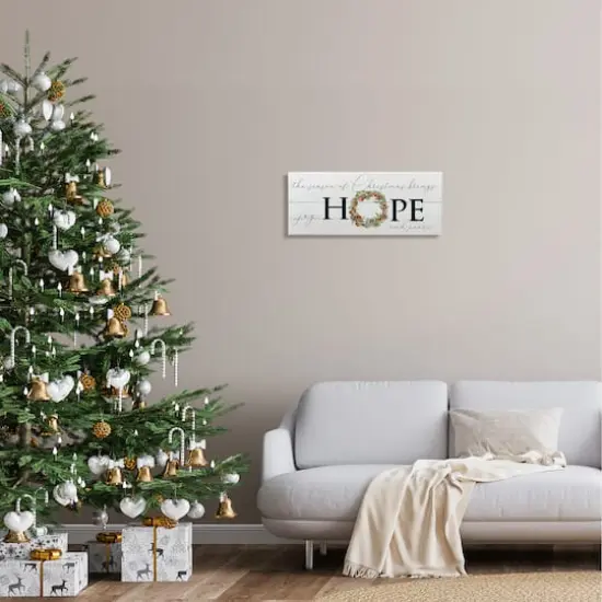 Stupell Industries Joy Hope & Peace Christmas Wreath Canvas Wall Art {3}