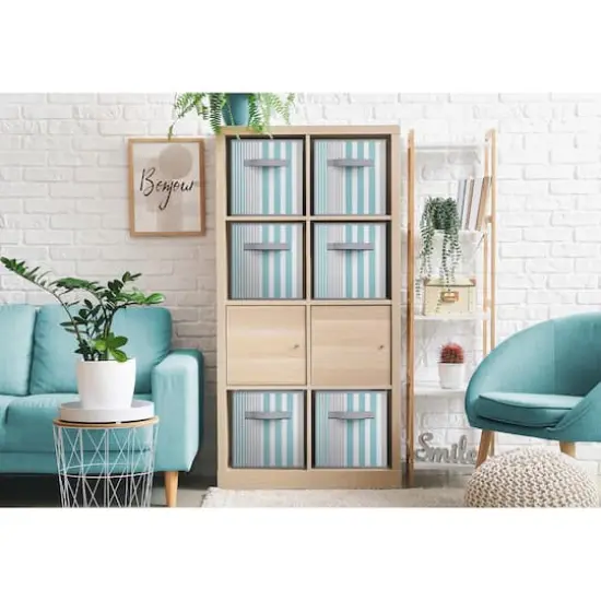 Sorbus 11" Aqua & Gray Foldable Storage Cubes, 6ct. {5}