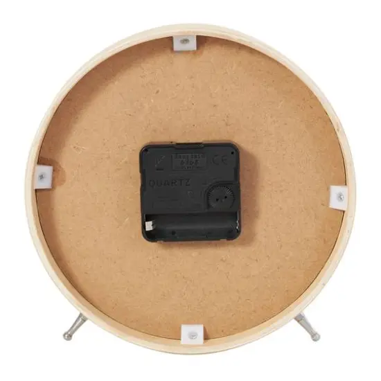 7" Light Brown Wood Woven Chevron Patterned Clock with Silver Legs {9}