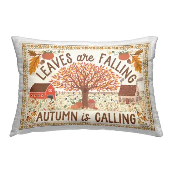 Stupell Industries Leaves Are Falling Scene Outdoor Printed Pillow {1}