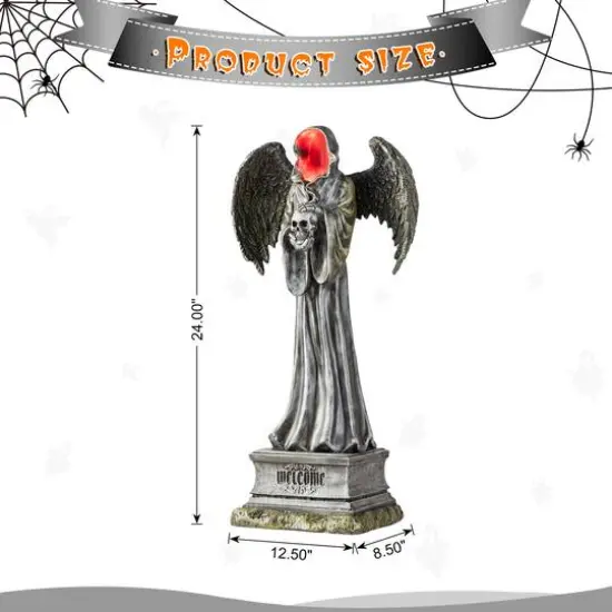 Glitzhome&reg; 24"H Lighted Halloween Grim Reaper Resin Porch Decor {9}