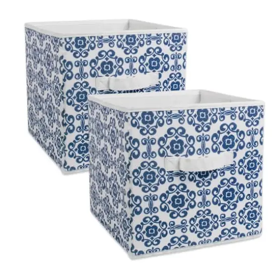 DII® 11" Nonwoven Polyester Scroll Storage Cubes, 2ct. Nautical Blue {1}